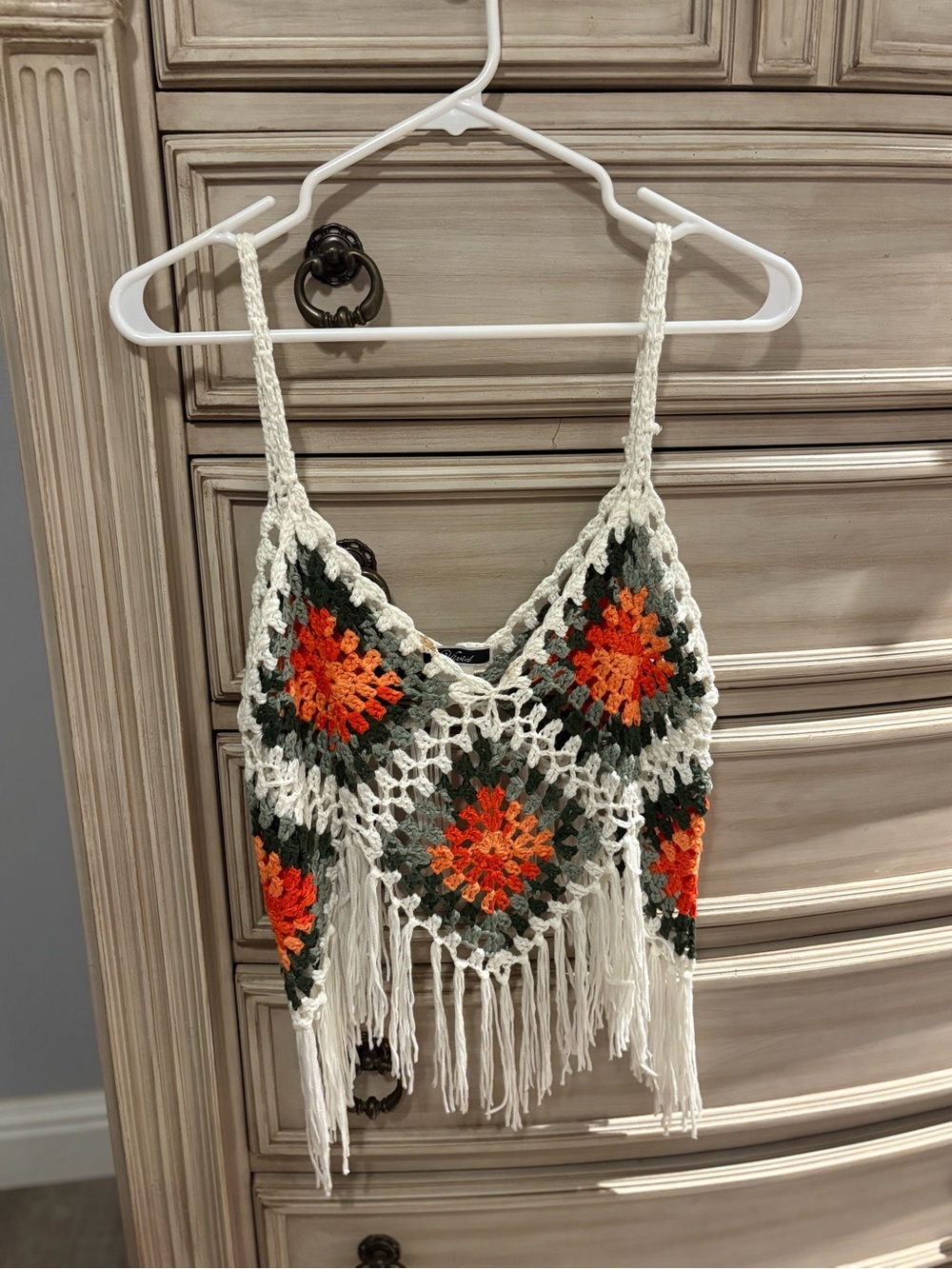 Crochet Granny Square Fringe Tank Top